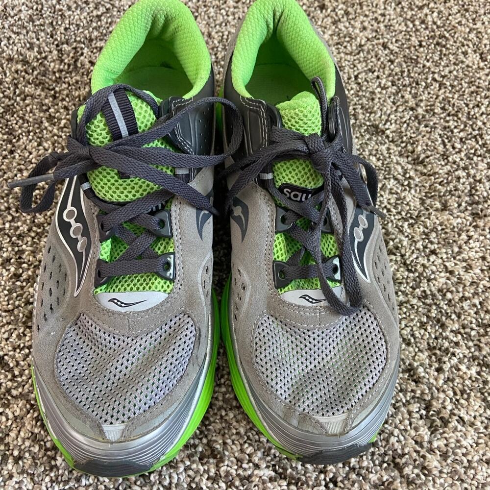 Saucony grid profile running shoe sneaker 7 green and gray athletic